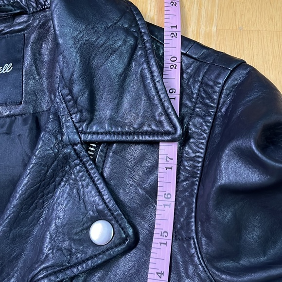 Madewell The Washed Leather Motorcycle Jacket in Trur Black size Medium - Picture 13 of 16